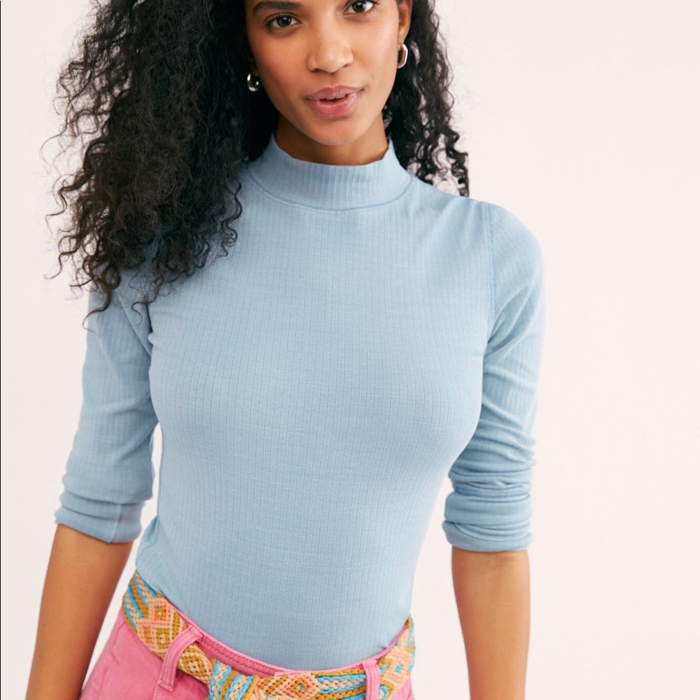 FREE PEOPLE BOHO KNIT TOP PULLOVER LONG SLEEVES MOCK NECK TEE A2C - Picture 12 of 16